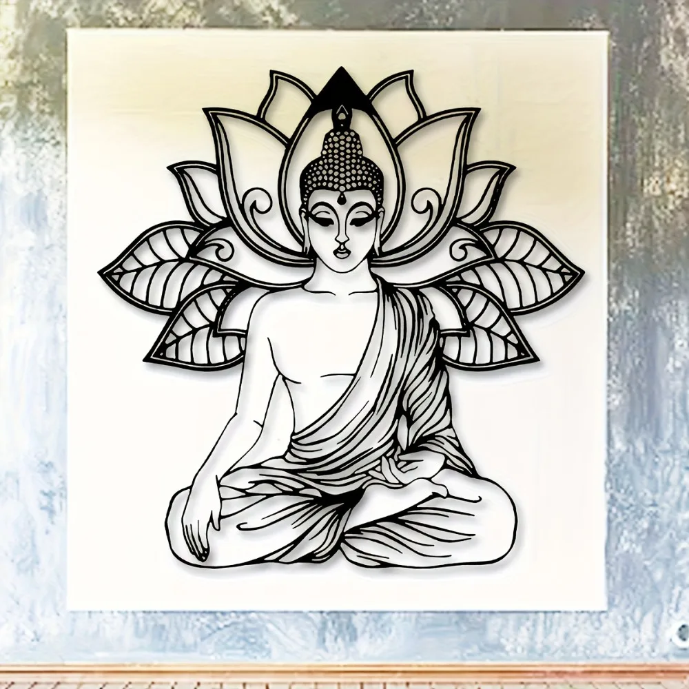 CIFBUY Lotus Buddha Metal Wall Art Iron Decor Mural Statue Wall Hanging For Outdoor Home Decoration Yoga Meditation Gift Plaque