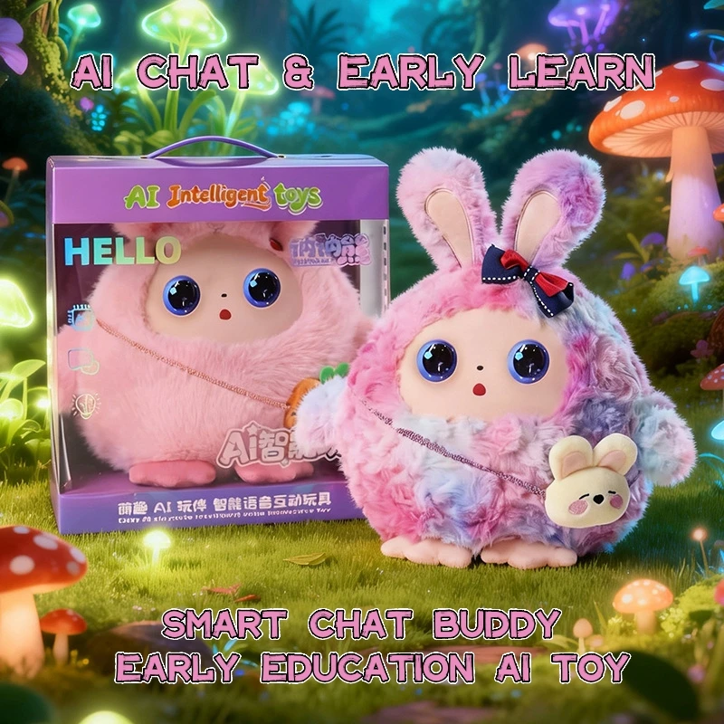 AI Plush Toy with Smart Voice And LED Eyes Interactive Companion Rechargeable E-Pet for Kids And Adults Cartoon EDE Gift
