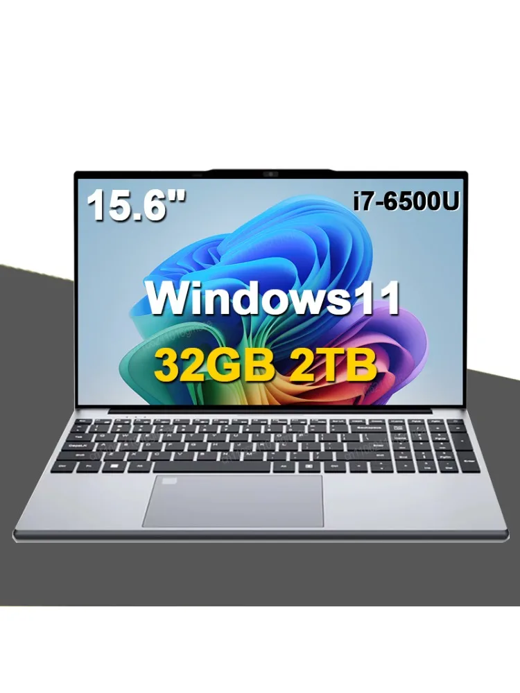 HOT 15.6 "Draagbare Laptop 32GB RAM 2TB SSD Intel Core i7-6500U Windows 11 Notebook Gamer 1920*1080 Display Kantoor Studie Computer - afbeelding 2