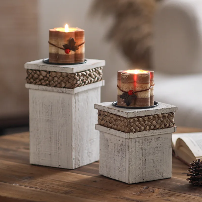 Wooden desktop candlestick living room bedroom B & B hotel creative ornaments