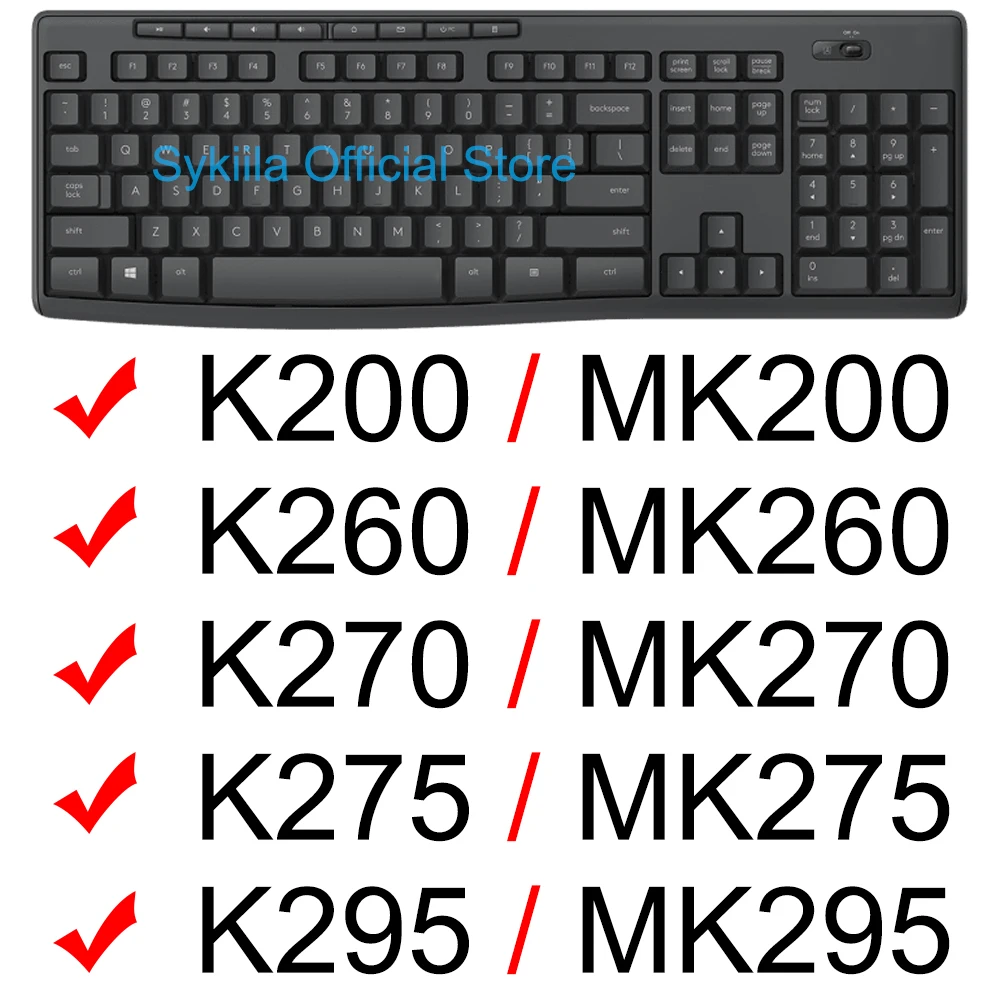 Keyboard Cover for Logitech K200 MK200 K260 MK260 K270 MK270 K275 MK275 K295 MK295 Wired Black Silicone Protector Skin Case Film