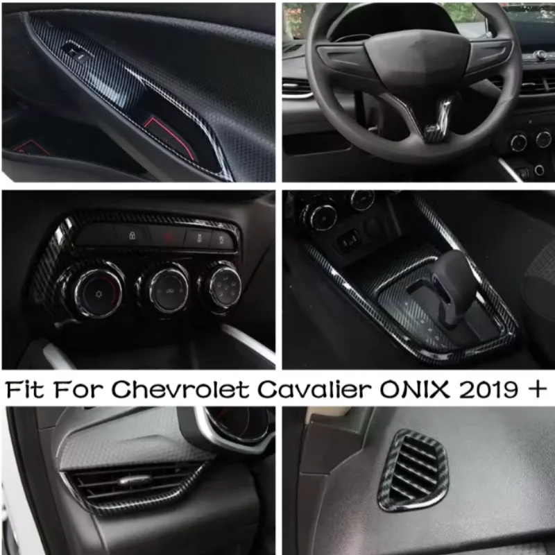 Accesorios Interiores ABS para Chevrolet Cavalier ONIX 2019-2022, Revestimiento para Consola de Aire Acondicionado, Palanca de Cambios, Elevador de Ventanas