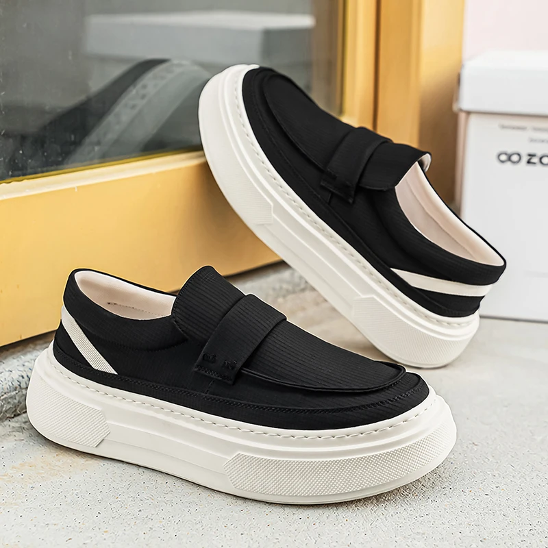 

Мужские слипоны-лоферы на толстой подошве, кроссовки на платформе, дышащие сетчатые повседневные туфли для мужчин