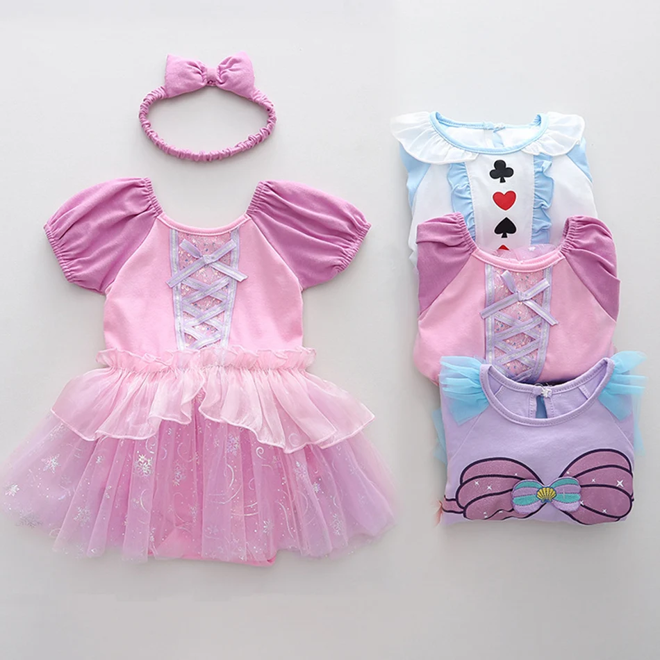 Baby Rompers Girls Princess Cosplay Dress Toddler Clothes Kids Jumpsuit Costume Infant Birthday Party Newborn Clothing 3-18M