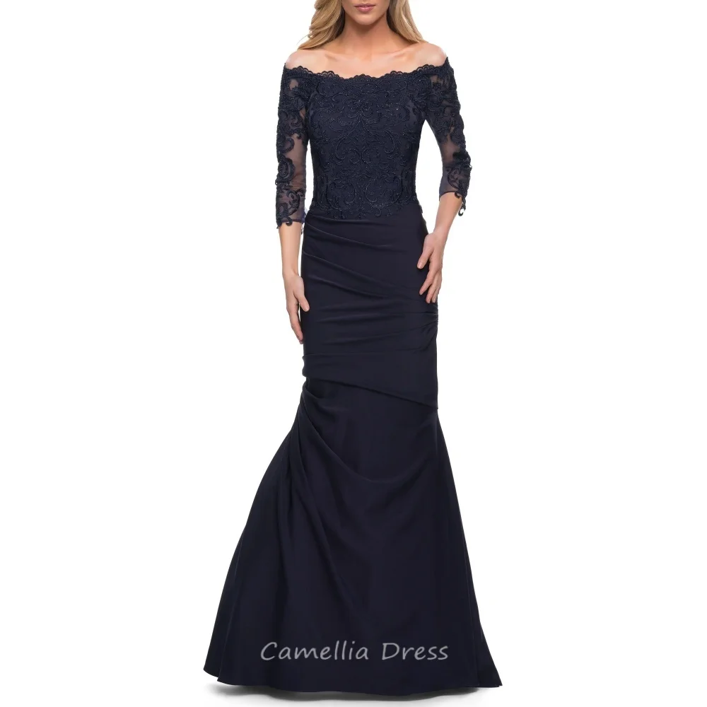 

Mother of the Bride Dress for Women Customized Mermaid Dress Off Shoulder Vintage Wedding Party Gown vestido invitada boda