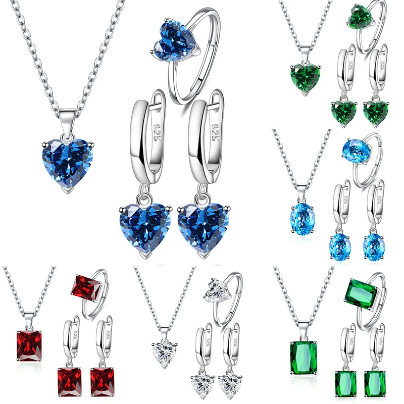 New in 925 Sterling Silver Jewelry Sets Ring Necklaces Earrings For Women Wedding Best Selling Wholesale