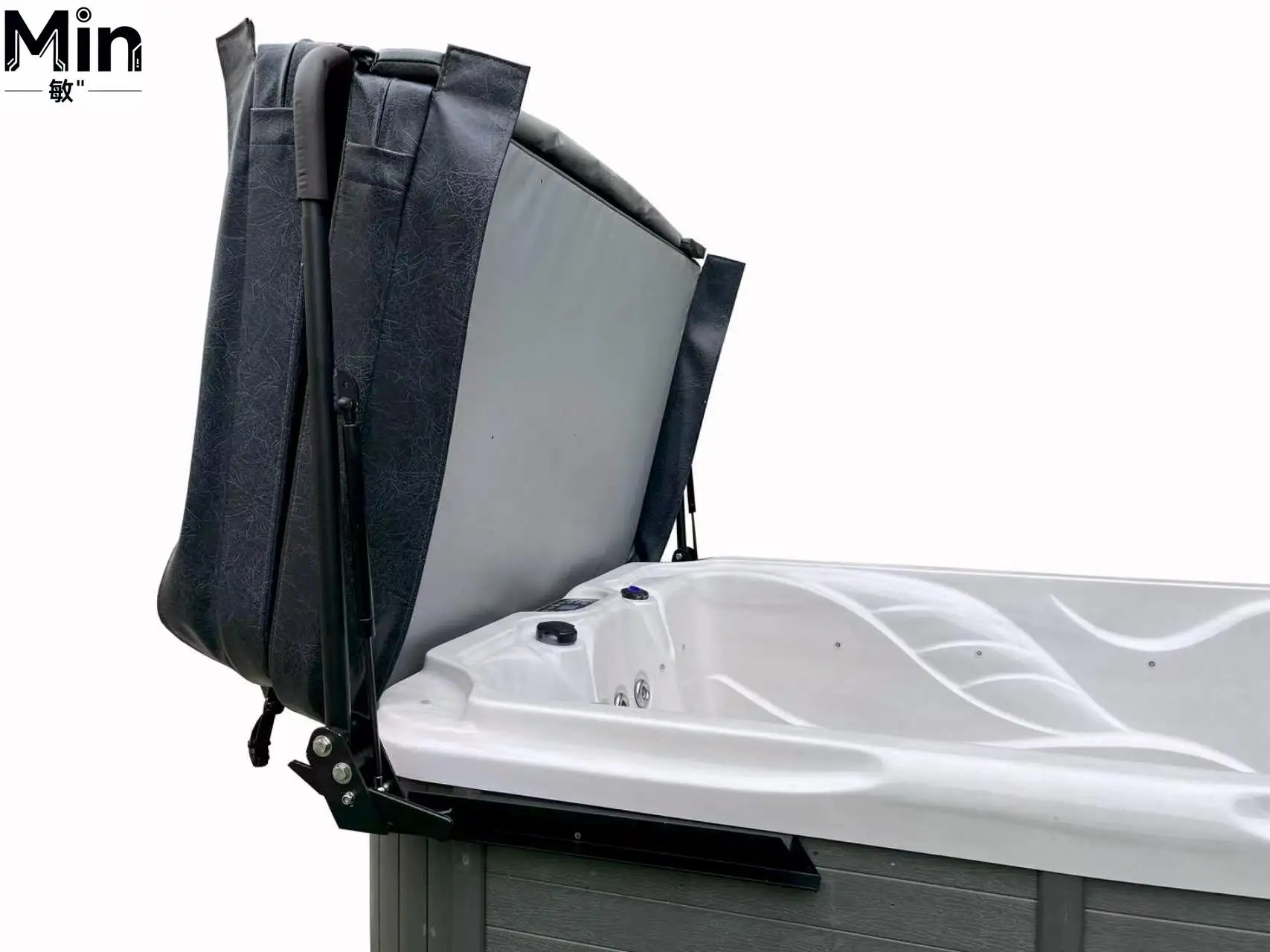 Durable Hydraulic Spa Cover Lifter Fits Most Hot Tubs Rust Resistant Frame One Person Operation Easy Smooth Lifting Accessory
