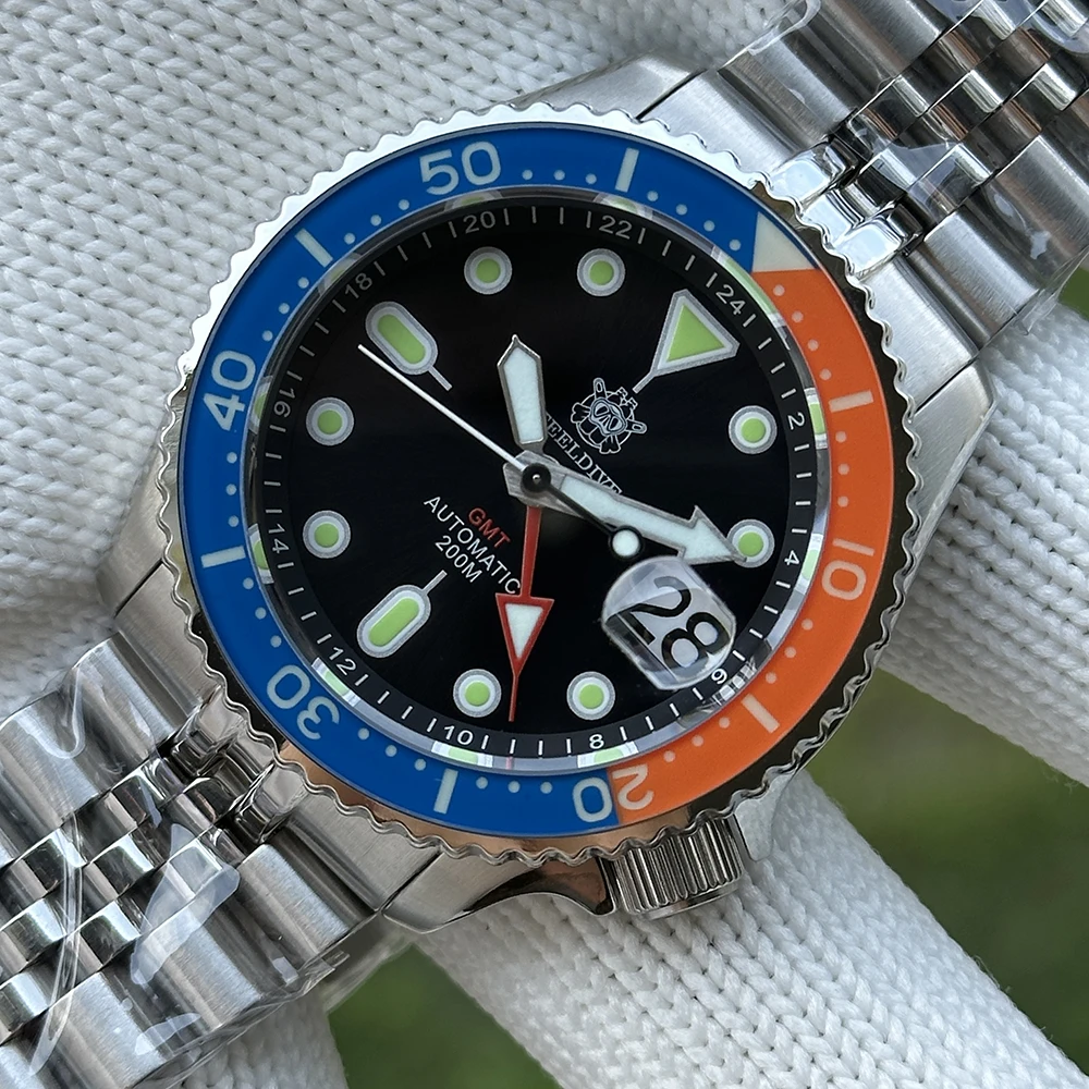 

Новинка, часы NH34 с механизмом 2023 четыре стрелки G M T STEELDIVE 41 мм SD1994L C3 Супер Светящиеся 300 м водонепроницаемые мужские часы для дайвинга, часы