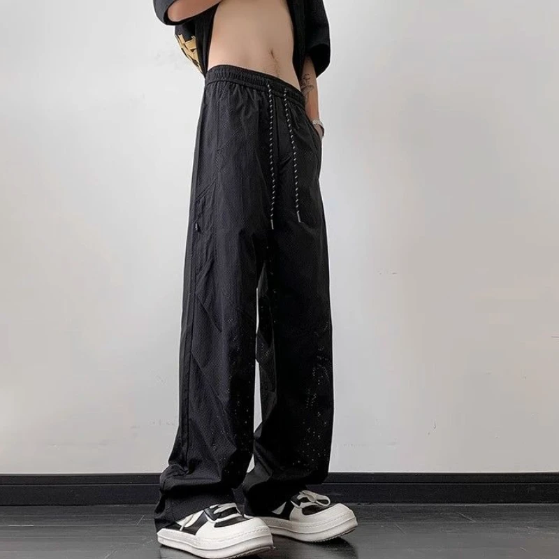 Sommer Mesh Atmungsaktive Lose Hosen Mann Straße Luxus Hosen Harajuku Y2k Vintage Mode Lässig Gerade Cargo Hosen für Männer