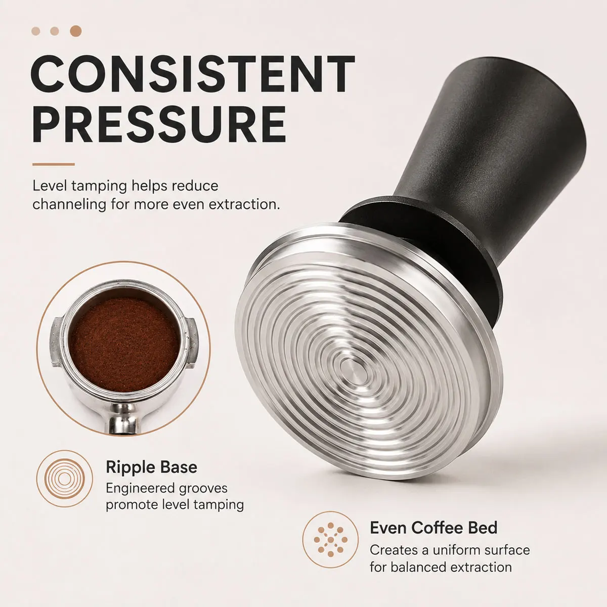 1pcs 51/53/58 mm Coffee Tamper, Tamping Tool, Aluminum Handle and Stainless Steel Base, Professional Coffee Leveler Tool. - view 6