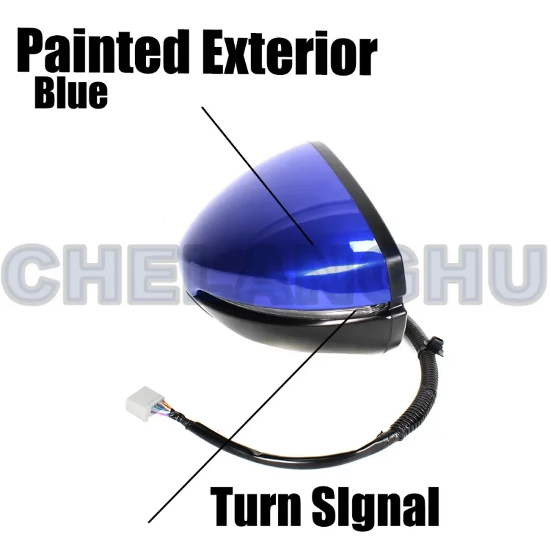 Mirror Assembly For Honda Civic 2022 2023 US version Left Side 7 Pins Blue Painted Heated Power Adjust Blind Spot Turn Light