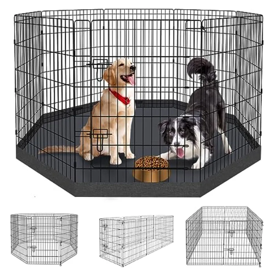 

Dog Pen Pet Playpen Dog Fence Indoor Foldable Metal Wire Exercise Puppy Play Yard Pet Enclosure Indoor Outdoor 8 Panels 36 Inch
