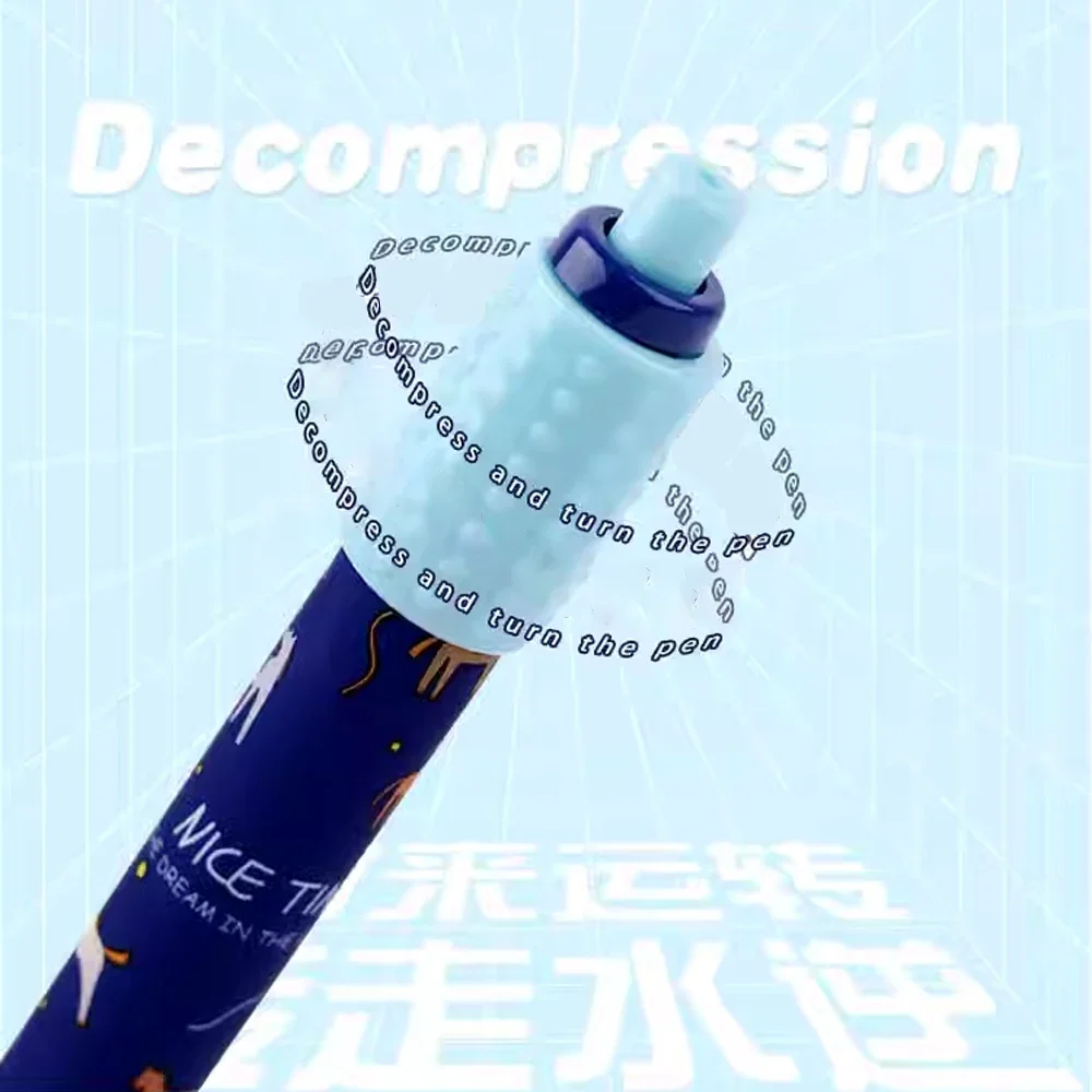 YIREN 5059M Plastic press Fountain pen Cute cartoon decompression pen with soft rubber Elementary school student writing ink pen