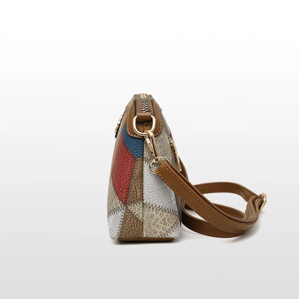 Color Patchwork Women Shoulder Bag Irregular Stitching Underarm Bag Change Mobile Phone Bags PU National Style Crossbody Bags