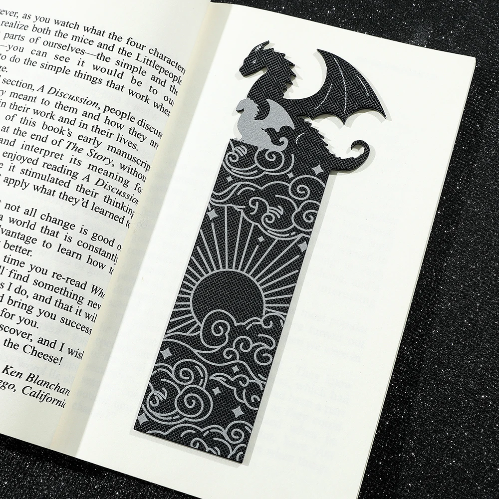 Goth Fourth Wings Dragon Cloud Sun Bookmark for Book Lover Gifts Gold Black Dragon Acrylic Book Mark Reading Supplies Gifts