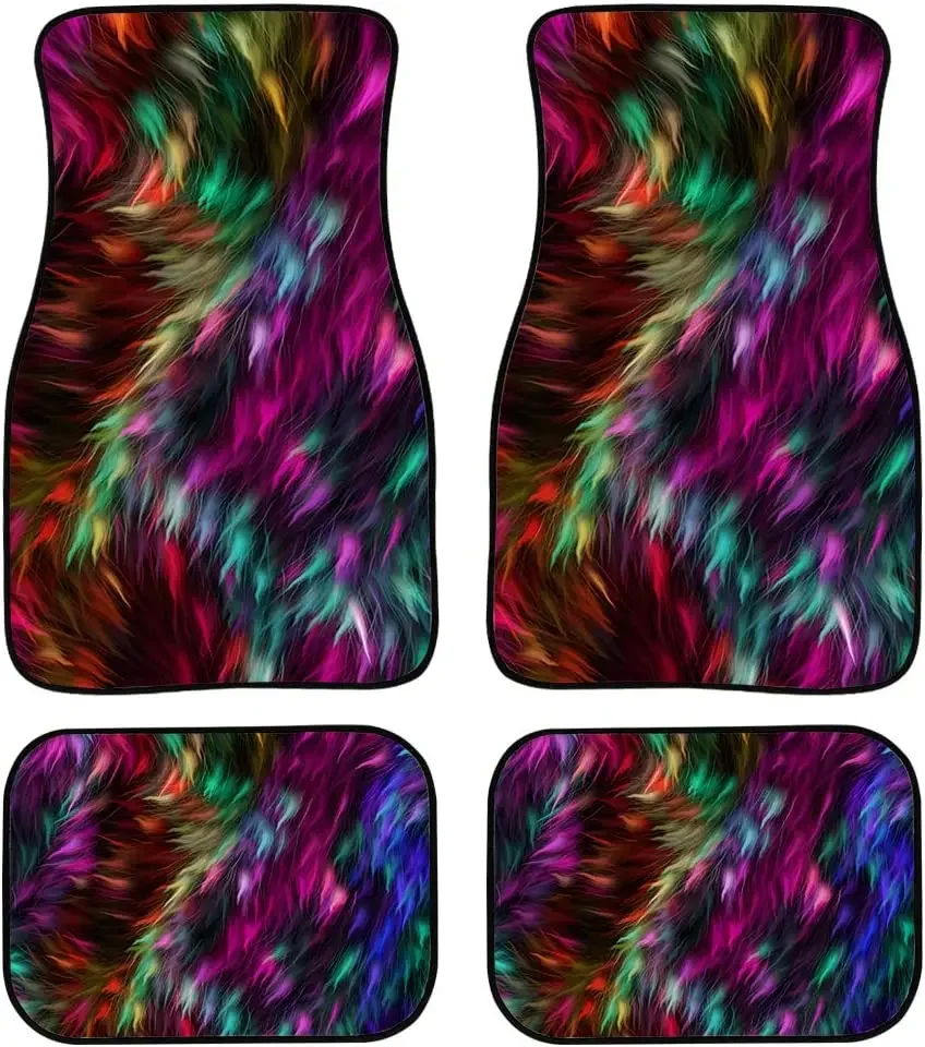 Tie Dye Car Carpet Protector Universal Fit Front/Rear 4 Piece Full Set Custom Carpet Car SUV Truck Floor Mats Doormat