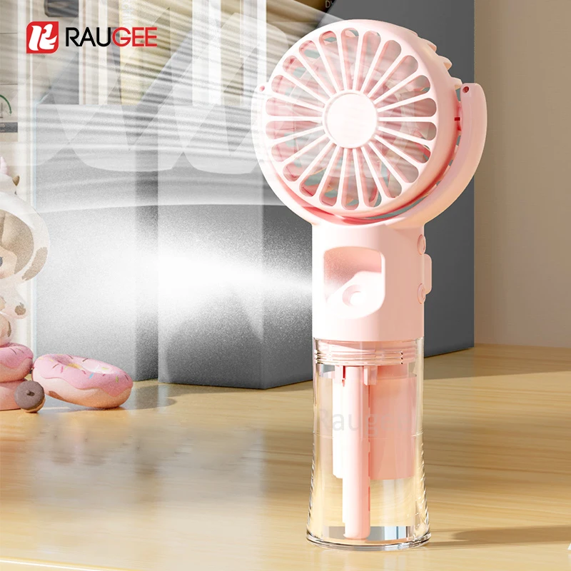 

Portable Water Mist Fan USB Charging Handheld Mini Quiet Air Cooling Fan 4 Speed Humidification Spray Fan For Home Office