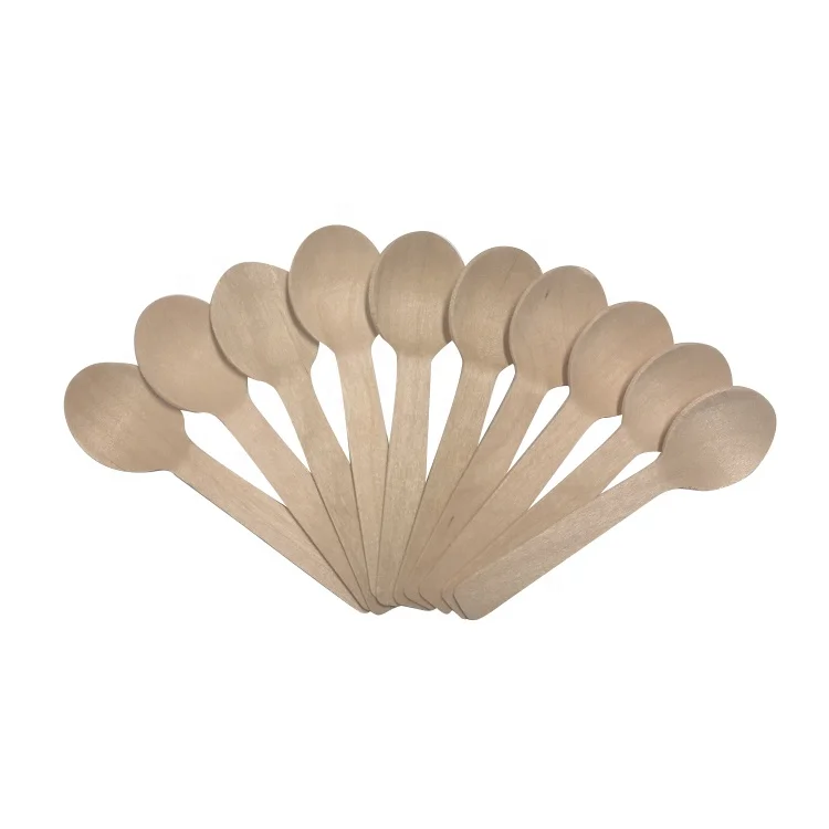 

Wholesale Eco Friendly Disposable Degradable Birch Wood Cheap Ice Cream 100MM Round Tasting Spoon