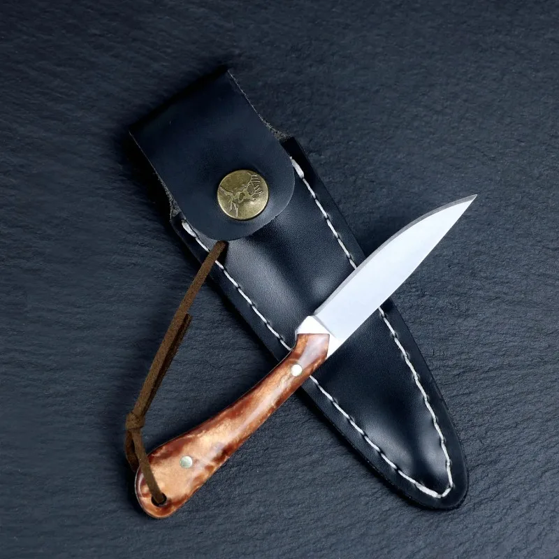 Cuchillo táctico de acero inoxidable, hoja fija, mango de resina, cuchillo de caza de frutas para acampar, supervivencia, autodefensa al aire libre, cocina múltiple