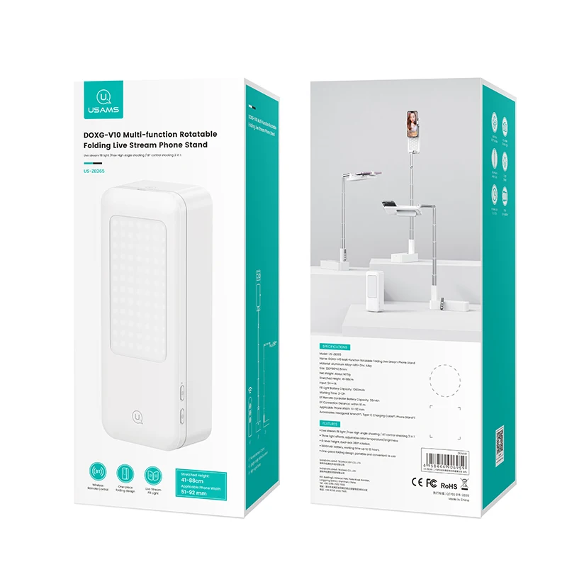 2025 venda quente USAMS ZB265 Brilho Mesa Dobrável Ajustável Duplos Lados Luz Led Estúdio de Fotografia com Tripé Suporte Móvel