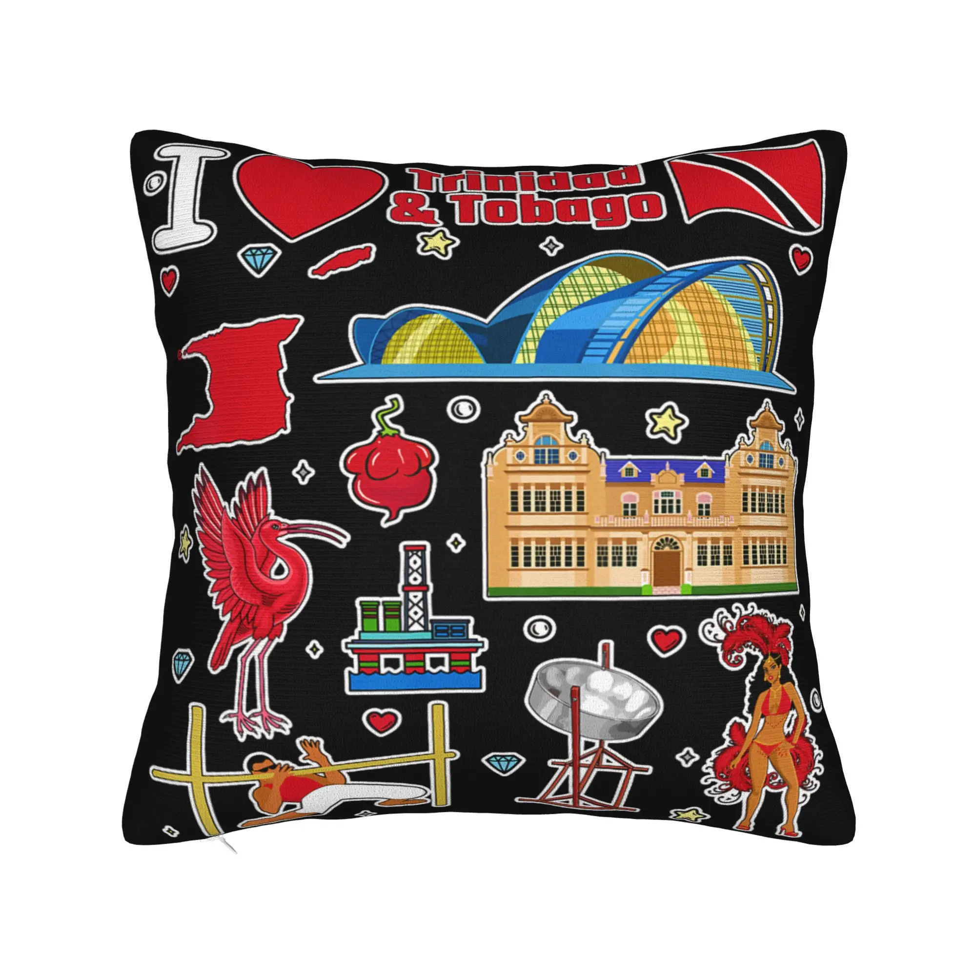 Decorative Pillow Covers Trinidad and Tobago Flag Football Accessories Home  Pillow Case Cover Square Multiple Sizes
