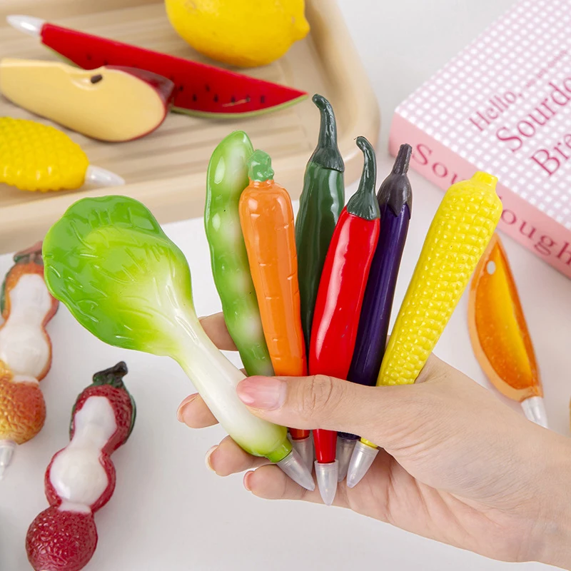 Cute Cartoon Fruit Vegetables Shape Pen Creative School Office Gel Pens Gift Supplies Stationery