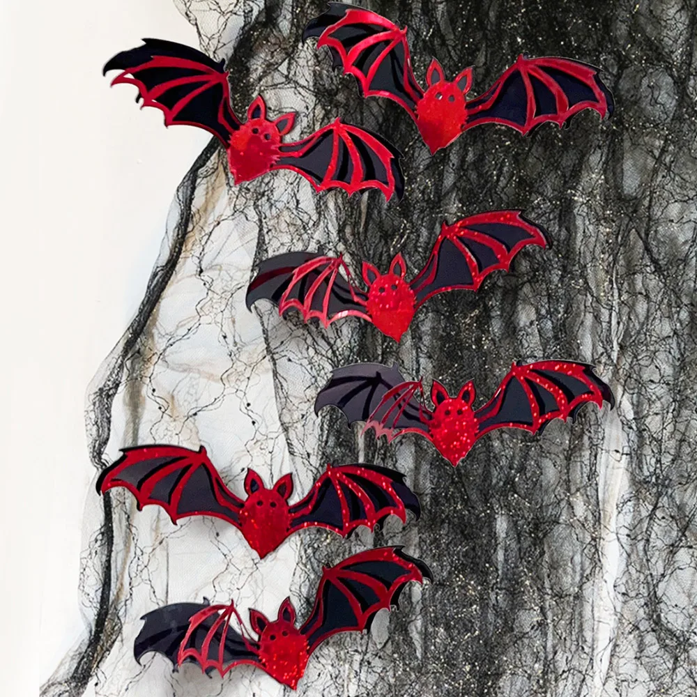 

12pcs 15cm Halloween 3D Hollow Bat Wall Stickers Removable Black Bat Sticker Room Decor Party DIY Decals Halloween Horror Bats