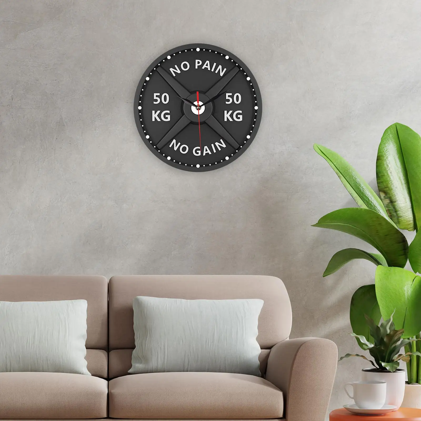 3D Wall Clock Ornament Men Silent Gift Stylish Modern Simple Gym Clock Decorative Clock for Gym Workout Bodybuilding Fitness