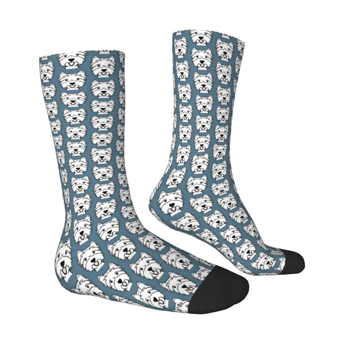 Calcetines azules West Highland Terrier Westie Dogs, medias Harajuku, calcetines antibacterianos de otoño para hombre, calcetines suaves estampados para montar en monopatín