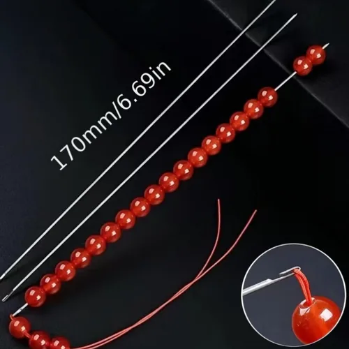 스레딩 비즈 및 스트링, Dly 비즈 스레딩 도구, 보석 제작용 오프닝 사이드 스테인레스 스틸 바늘, 2 개 