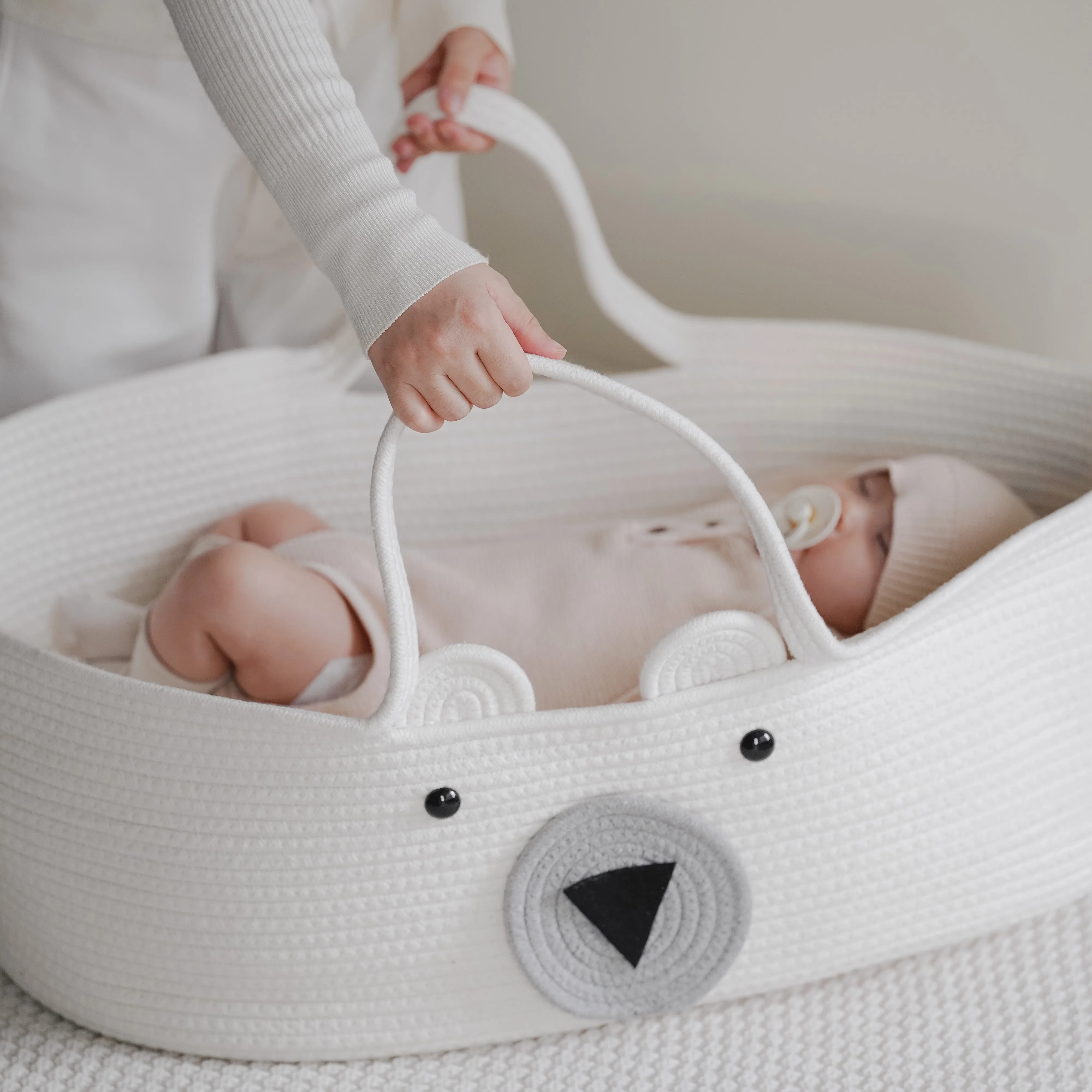 Muma Out-Of-Office Baby Tote Cute Bear Newborn Tote Basket Multi-Functional Portable Storage Basket