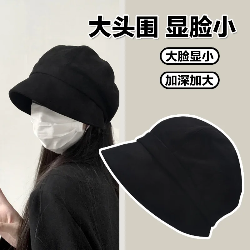 Best-Selling 2025 Women's Suede Slouchy Beanie - Oversized Fit for Big Heads, Face-Slimming Japanese Minimalist Hat, Winter Fall