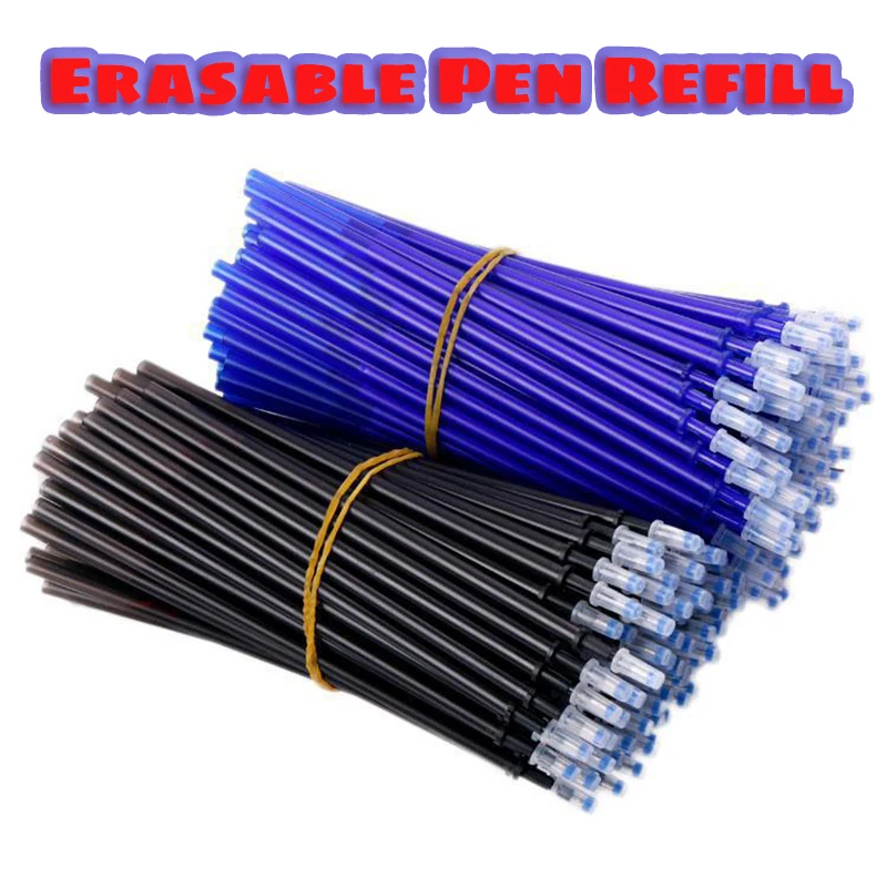 

100Pcs/Set School Office Gel Pen Refill Rod Magic Erasable Pen Refill 0.5mm Blue Black Gel Ink Writing Supplies Stationery