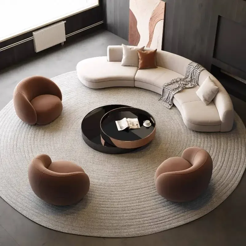Retro Faux Leather Living Room Sofas Brown Cheap Boneless Sectional Living Room Sofas Nordic Lazy Woonkamerbanken Furniture