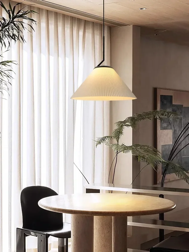 Nordic Plissee Creme LED Anhänger Licht Für Wohnzimmer Küche Restaurant Kronleuchter Loft Hängen Lampe Glanz Hause Dekoration