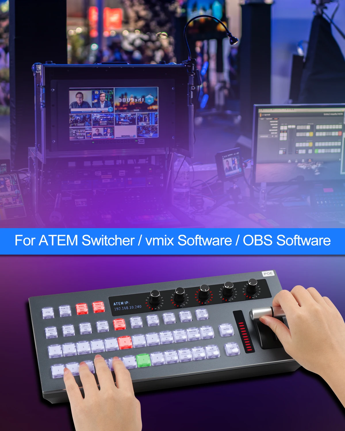 KC700 Switchboard Control Panel Keyboard for Vmix software, for easier to control Blackmagic ATEM switcher, vMix switch and ATEM