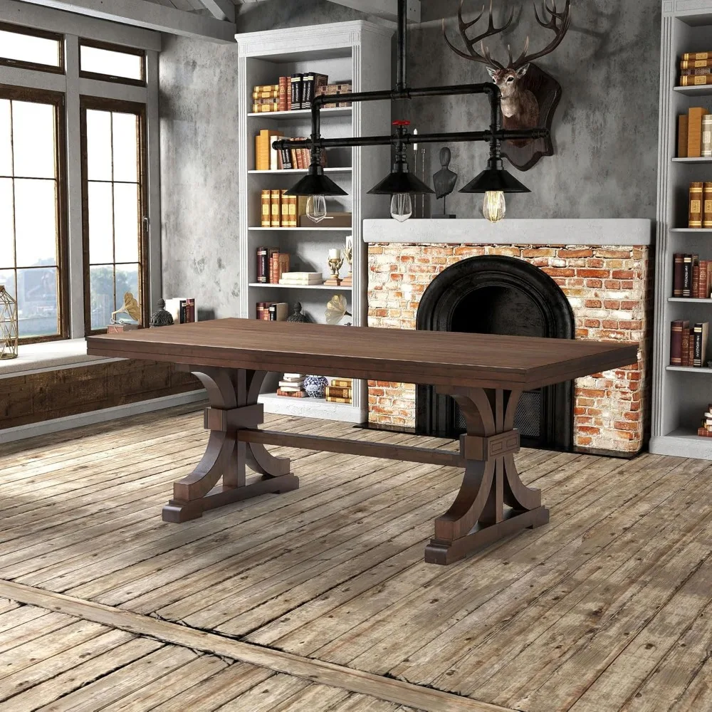 

78.74" Kitchen Dining Room Table, Mid Century Modern Farmhouse Dining Table for 6 8 People Apartment Dinning Room Dinette