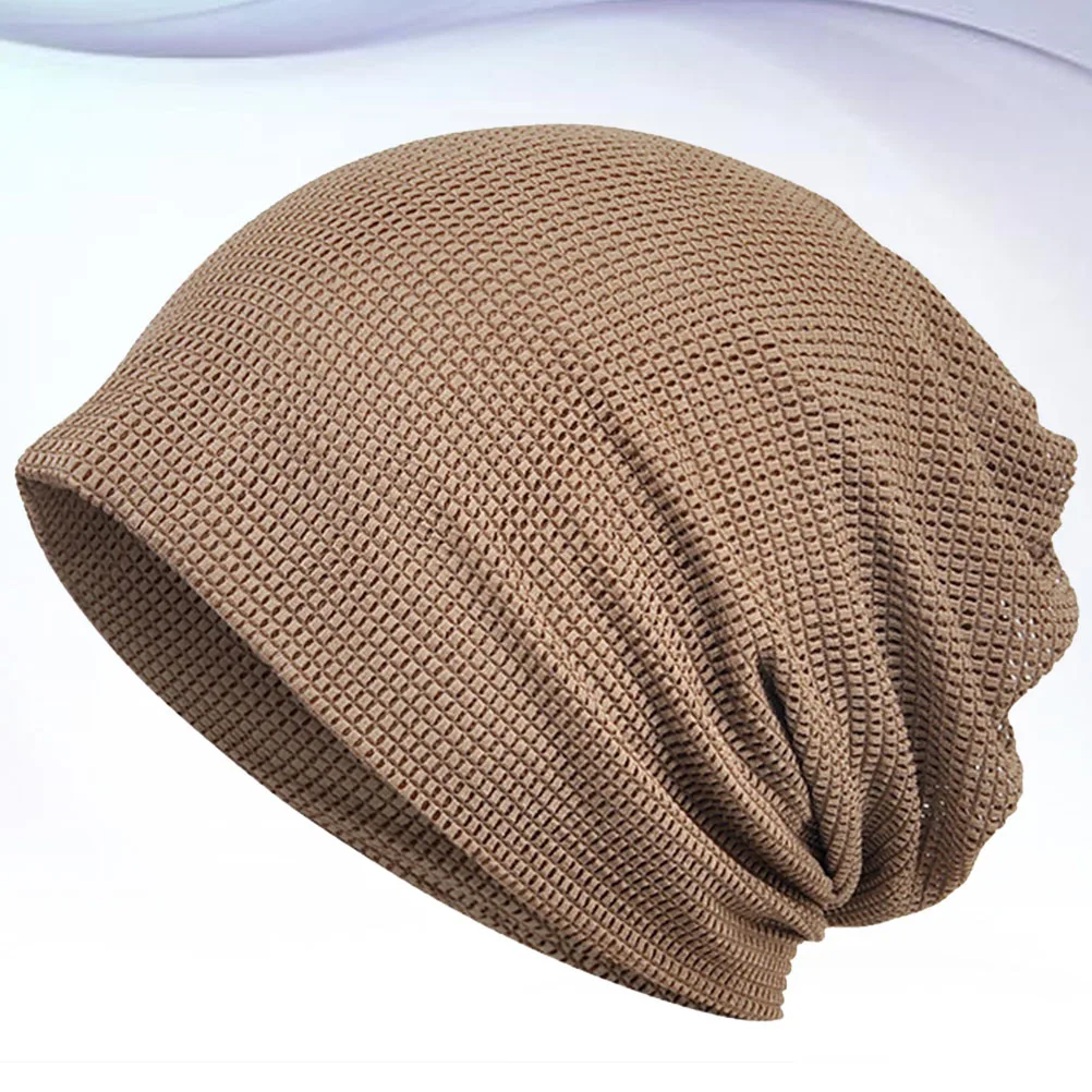 

Ladies Mesh Cap Summer Breathable Beanie Turban Scarf Dual-use Coffee Color Lightweight Comfortable Non-fading Moisture