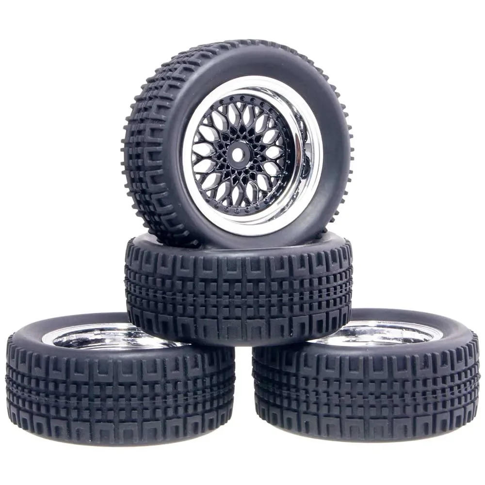 1:10 Flat Rally Tyre 75mm Wheel Rims & Tires Set 12mm Hex for Tamiya WLtoys HPI HSP ARRMA Buggy 1/10 Scale RC Car Upgrade Parts