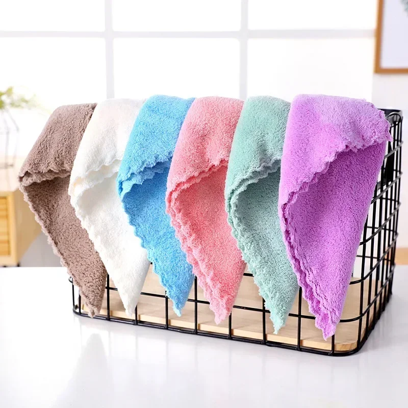 Children's High Density Coral Velvet Soft Towel Absorbent Face Hand Wiping Square Towel Absorbent Multi Purpose Square Towel