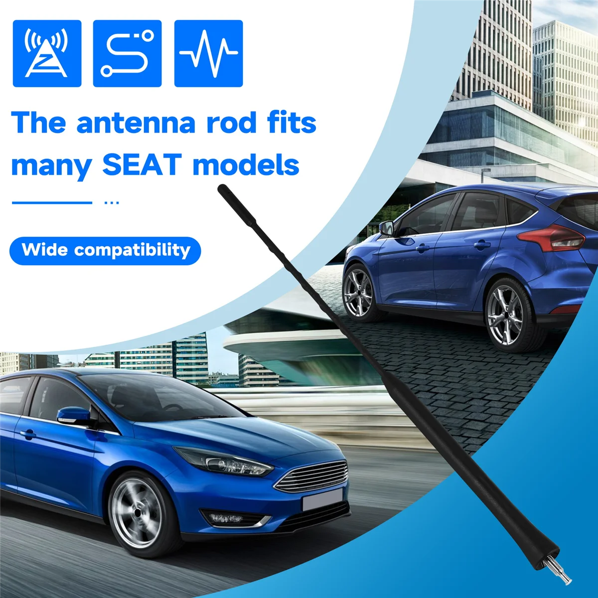 좌석용 짧은 로드 안테나, 30 cm, 6L, 6J, 1M, 1P, 5P