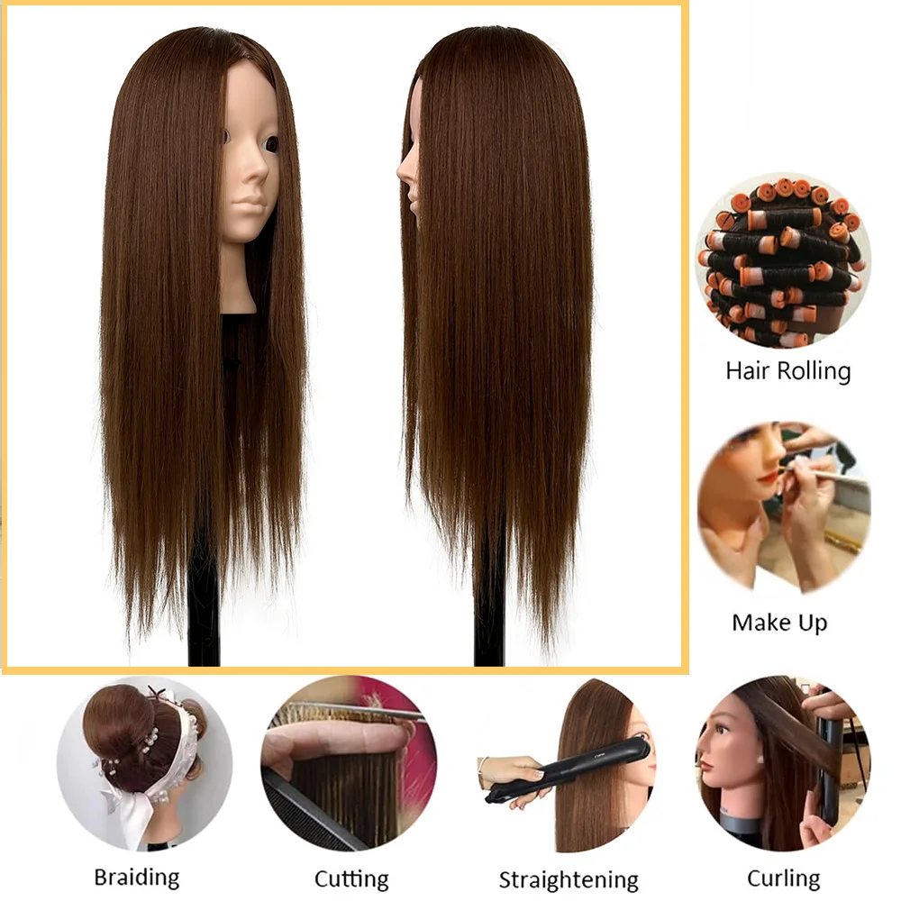 Mannequin Head Model With 95% Long Human Hair, Manikin Head Styling Hairdresser Training Head, Doll Head for Braiding Practice