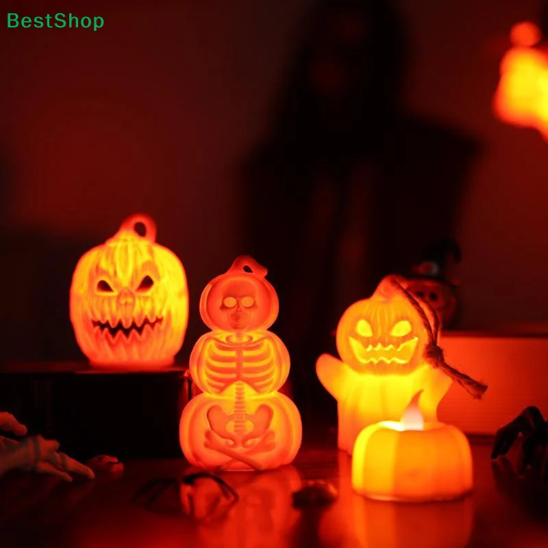 Halloween LED Pumpkin Decorative Lights With Warm Glow Hanging Loop For Haunted House Indoor Outdoor Decor