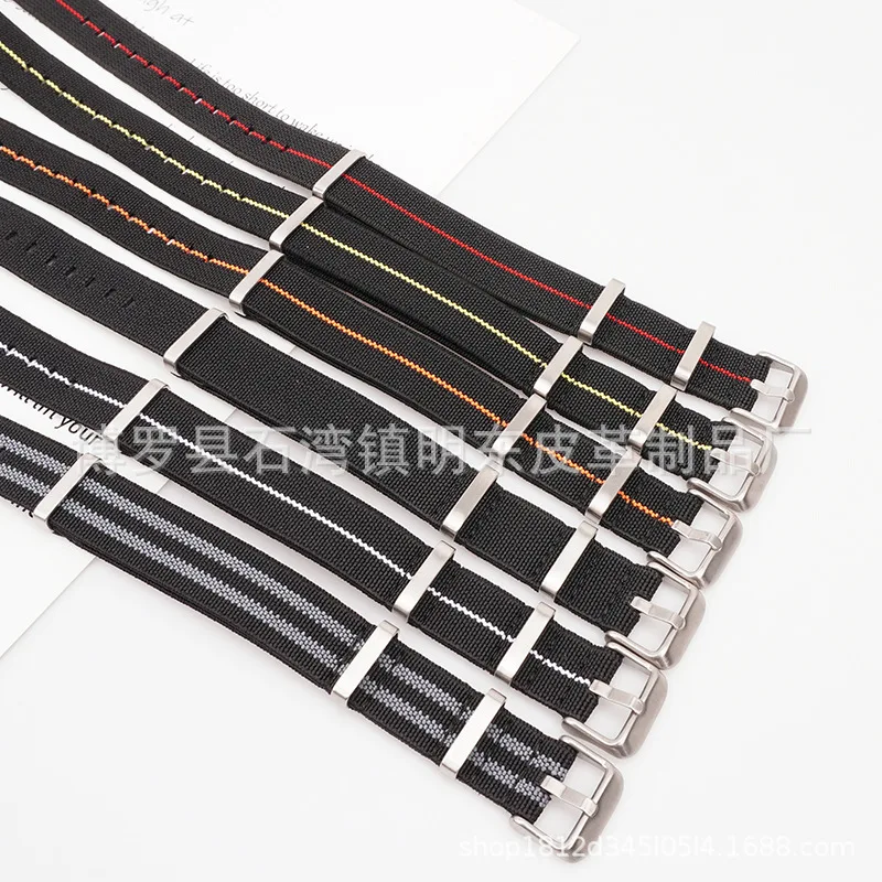 18mm 20mm 22mm Elastisches Stretch-Nato-Nylon-Canvas-Uhrenarmband für Herren und Damen mit Dornschließe, universelles Armband-Ersatzwerkzeug – Detail 5