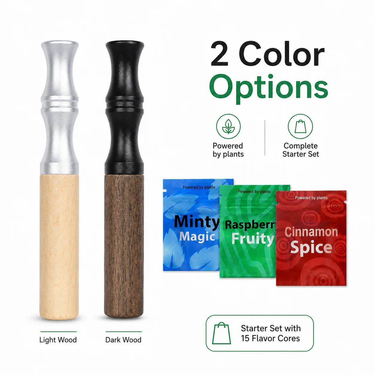Natural Walnut Wood Quit Smoking Stick, Nicotine-Free Inhaler with Essential Oil Capsules for Anxiety Relief & Aromatherapy