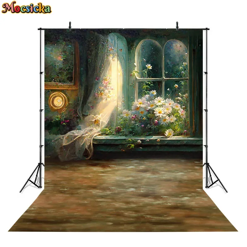 

Mocsicka Flower Backdrop Photography Castle Baby Shower Girl Birthday Party Garden Background Decor Photo Backdrops Photobooth