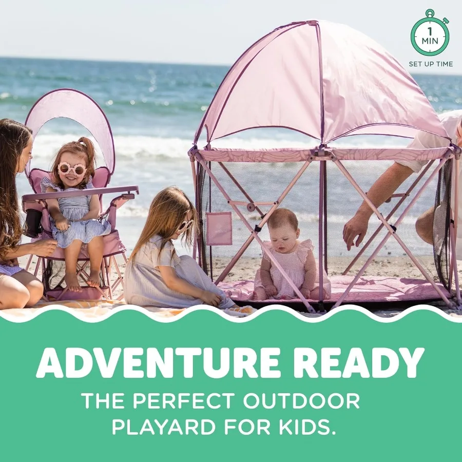 Go with Me Eclipse Deluxe Portable Playard Playpen Sun Canopy Indoor and Outdoor Ultra Padded Nylon Floor Canyon Rose