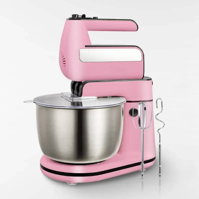 Kitchen Appliances Rose Pink 250W Rosapink Dough Cake Egg Beater Electric Table Rack Handheld Food Mixer with Mixing Bowl