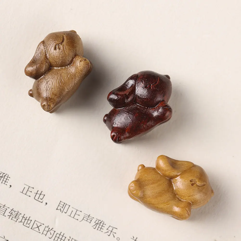 

2 Pcs Wood Carving Rabbit Pendant Ornament Charm Bunny Hanging Cute Keychain Ornaments Cake
