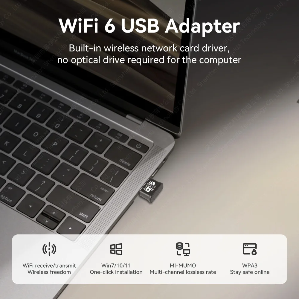 미니 USB WiFi 어댑터 2.4GHz 무선 동글 USB 2.0 네트워크 카드 WIFI 6 이더넷 수신기 (PC/노트북용 드라이버 무료, 윈도우 10/11 지원)